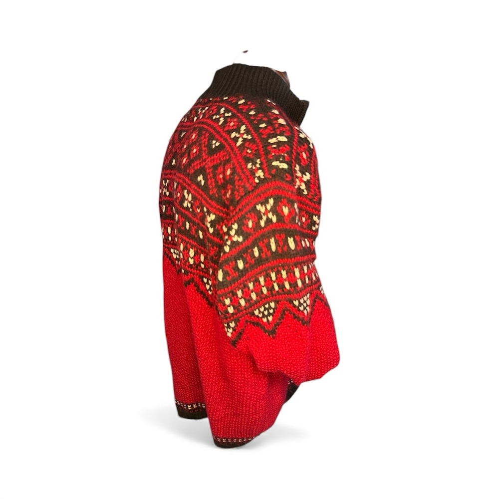 Fair Isle Half-Zip Sweater Mens Nordic Ski Lodge Wool Blend Cold Weather Large - Picture 3 of 14